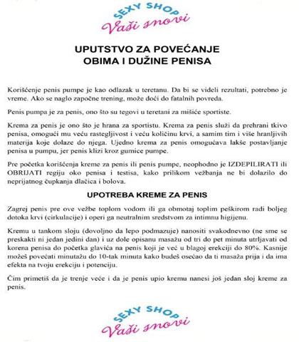 UPUTSTVO ZA PENIS PUMPU